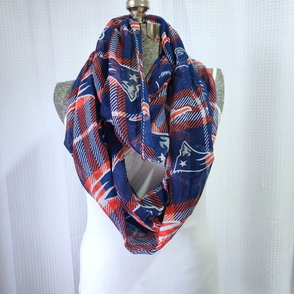 New England Patriots Infinity Scarf Sheer Blue Red White Unisex Adult Po… - Picture 1 of 4